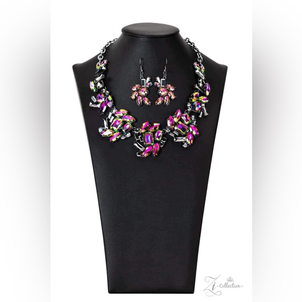 Ic Collection Vibrant Jewel-Toned Necklace And Earrings